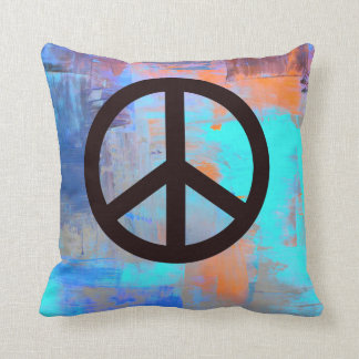 'Painted' colours with Peace Symbol Cushion