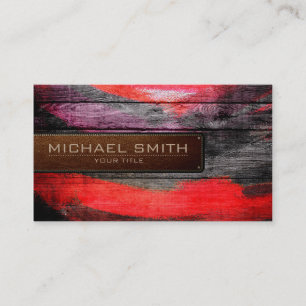 Painted Colours Wooden Elegant Leather Look #8 Business Card