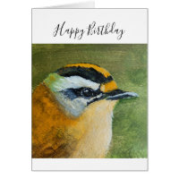 Painted common Firecrest bird Birthday card