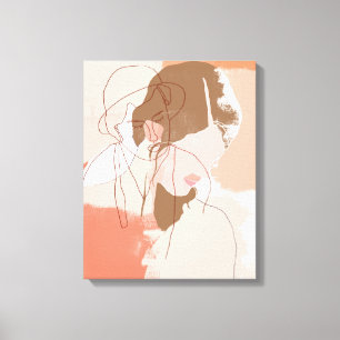 Painted Contour Female Portrait Canvas Print