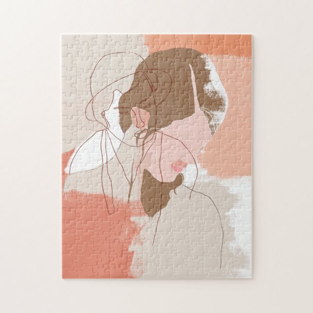 Painted Contour Female Portrait Jigsaw Puzzle (Vertical)