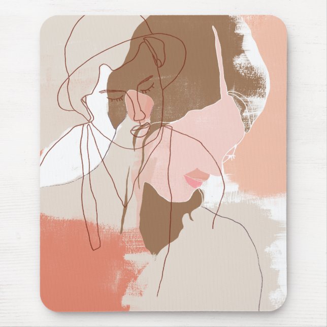 Painted Contour Female Portrait Mouse Mat (Front)