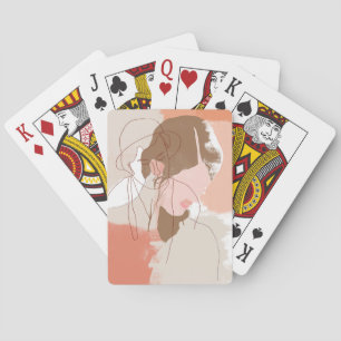 Painted Contour Female Portrait Playing Cards