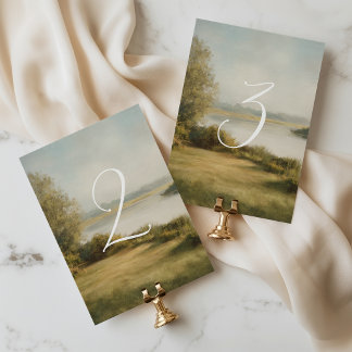 Painted Countryside Wedding Table Number Card
