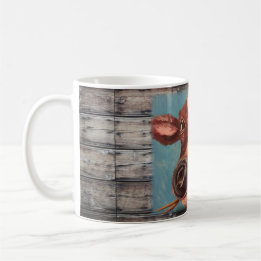 Painted Cow & Barn Wood Mug