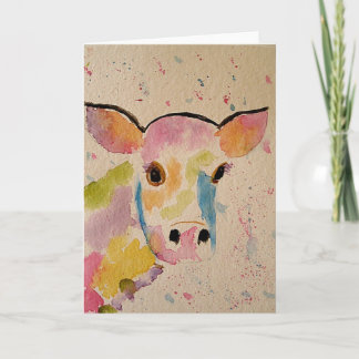 Painted Cow Blank Greeting Card