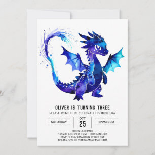 Painted Custom Dragon Digital Boy Birthday Invitation