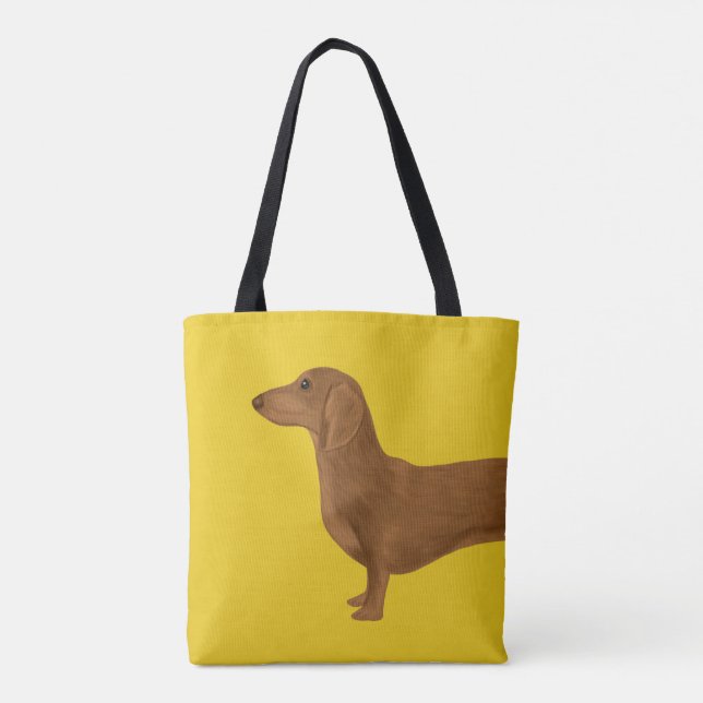 Painted Dachshund on Yellow Tote Bag (Back)