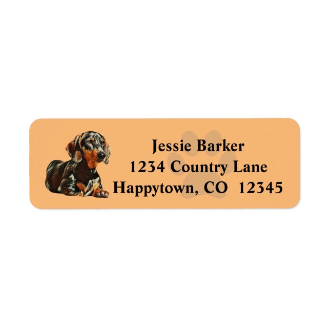 Painted Dachshund Return Address Label (Front)
