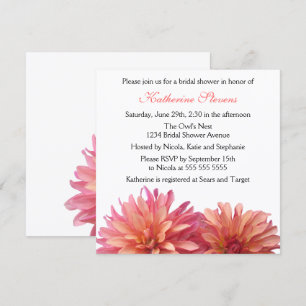 Painted Dahlia in Pink and Coral Bridal Shower Invitation