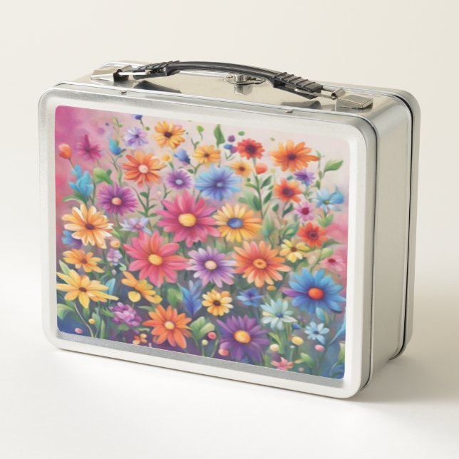 Painted Daisies - Metal Lunchbox (Back)