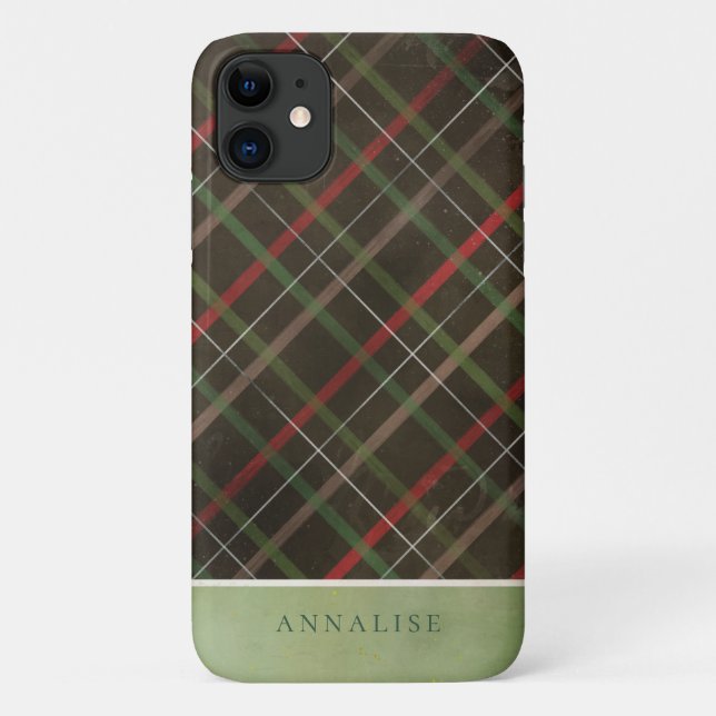 Painted Dark Winter Plaid Pattern Case-Mate iPhone Case (Back)