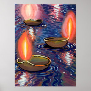 Painted Deepas on the River Poster