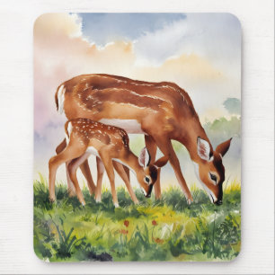 Painted Deer Mom and Baby Mouse Mat