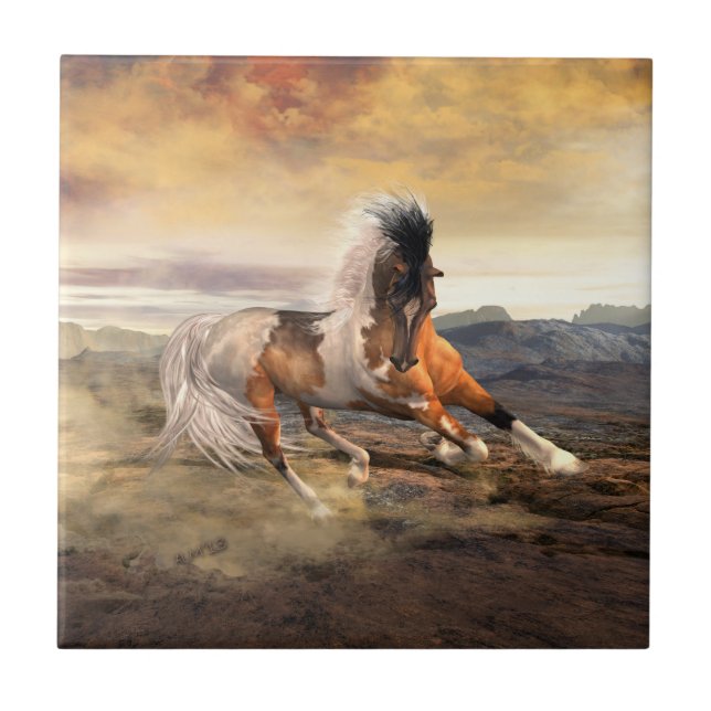 Painted Desert Mustang Horse Tile (Front)