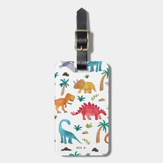 Painted Dinos Luggage Tag (Front Vertical)