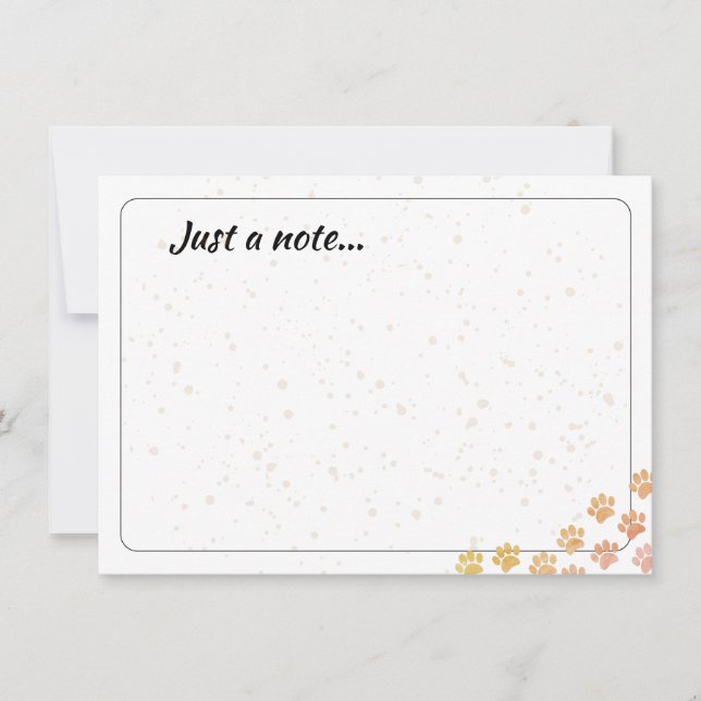 Painted Dog Paw Prints Watercolor Just a Note  Card (Front)