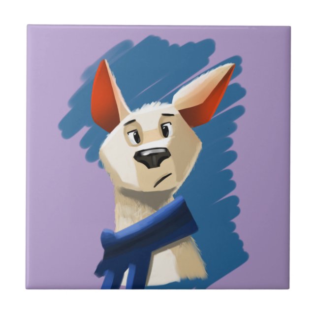 Painted Dog Portrait on Violet Background  Tile (Front)