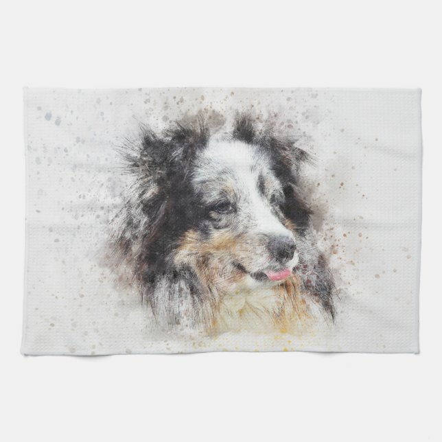 Painted Dog Print Tea Towel (Horizontal)