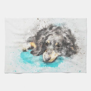 Painted Dog Print Tea Towel