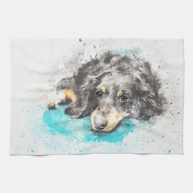 Painted Dog Print Tea Towel (Horizontal)