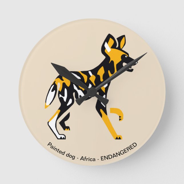 Painted dog - round clock (Front)