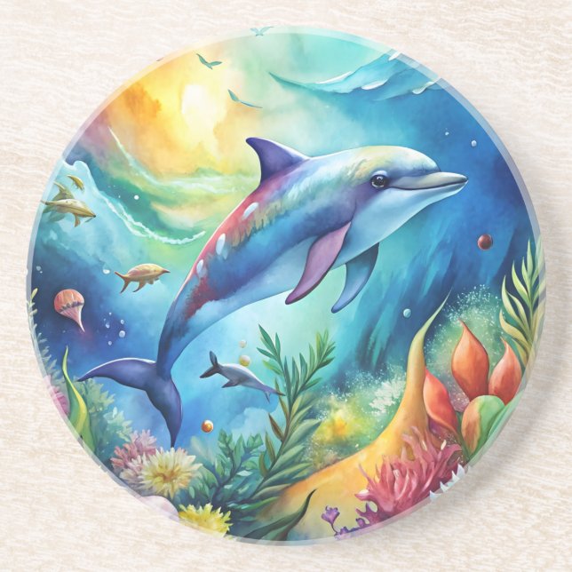 Painted Dolphin Coaster (Front)