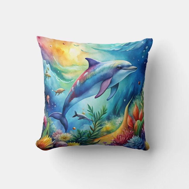 Painted Dolphin Cushion (Front)
