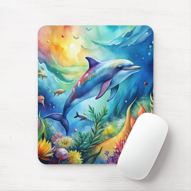 Painted Dolphin Mouse Mat (With Mouse)