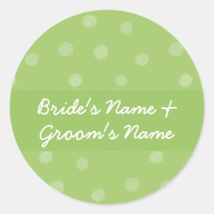 Painted Dots green Wedding Round Sticker