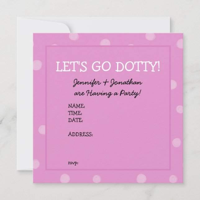Painted Dots pink Party Invitation (Front)