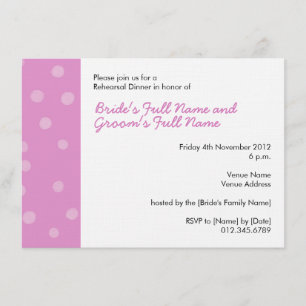 Painted Dots pink white Rehearsal Dinner Invite