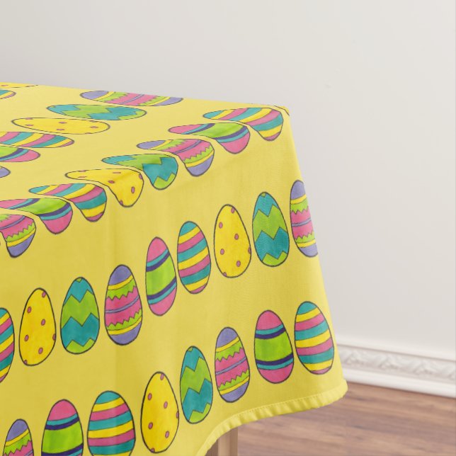 Painted Easter Basket Egg Hunt Colourful Eggs Tablecloth (In Situ)