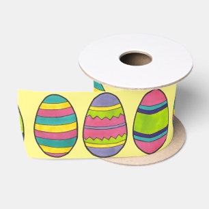 Painted Easter Basket Egg Hunt Decorated Eggs Satin Ribbon