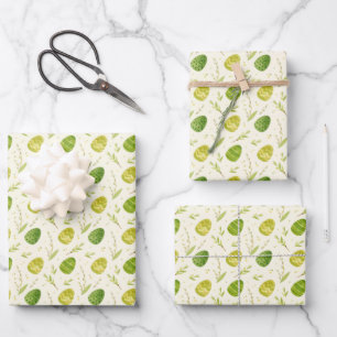Painted Easter Egg Leaves Wrapping Paper Sheet