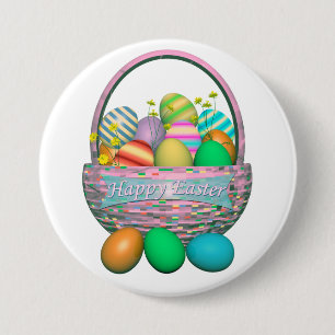 Painted Easter Eggs in Basket 7.5 Cm Round Badge