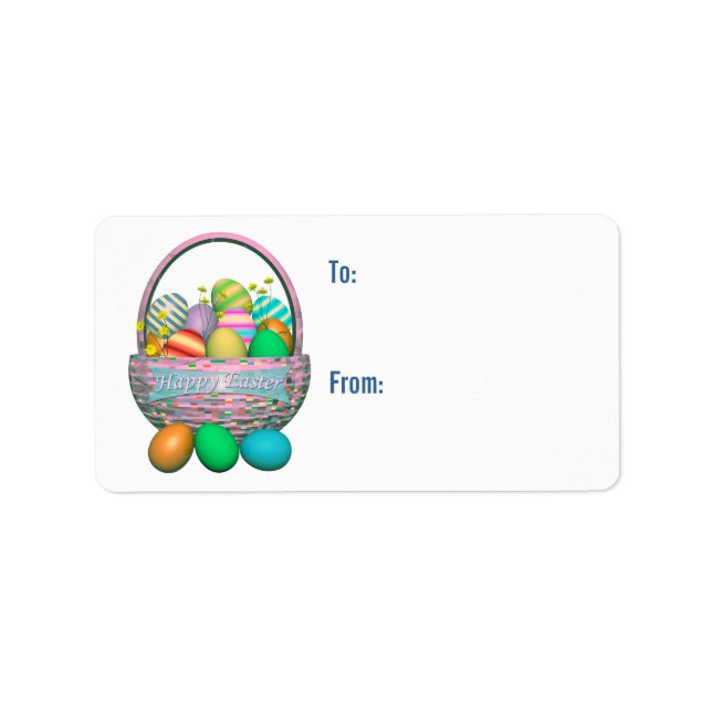 Painted Easter Eggs in Basket Gift Tag (Front)