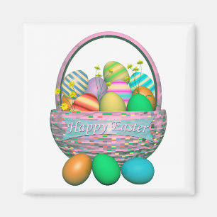 Painted Easter Eggs in Basket Magnet