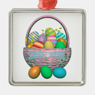 Painted Easter Eggs in Basket Metal Tree Decoration