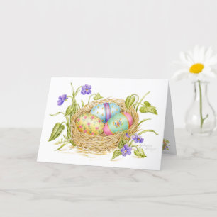 Painted Easter Eggs in Nest Greeting Card