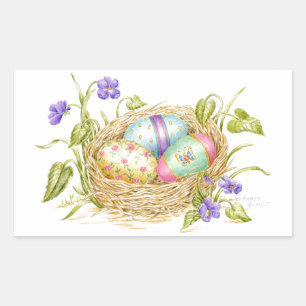 Painted Easter Eggs in Nest Stickers