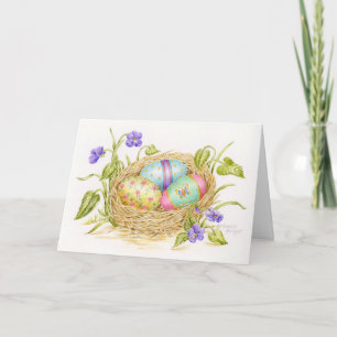 Painted Easter Eggs Nest Folded Greeting Card