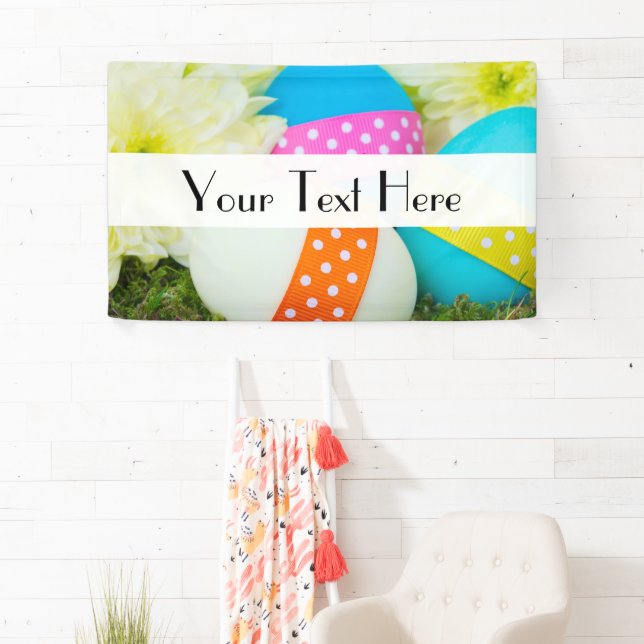 Painted Easter Eggs, Ribbons, Dots, Flowers Banner (Insitu)