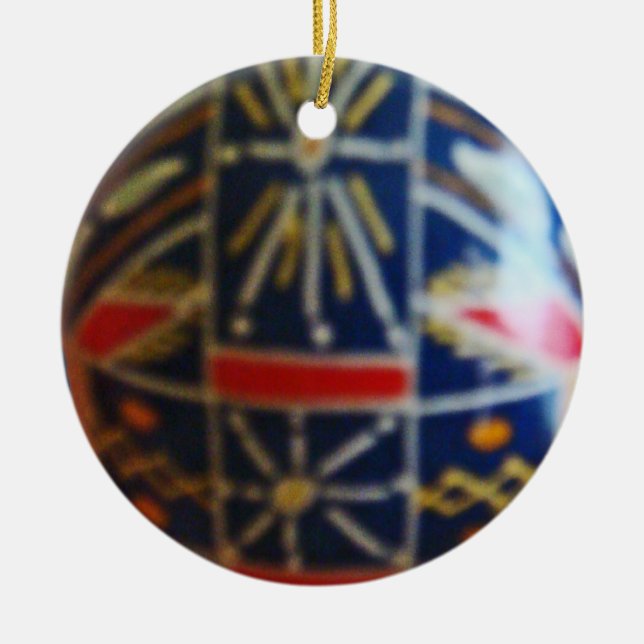 Painted Egg Rd 2 Ceramic Tree Decoration (Front)