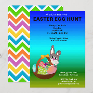 Painted Eggs & Bunny Easter Egg Hunt Invitation