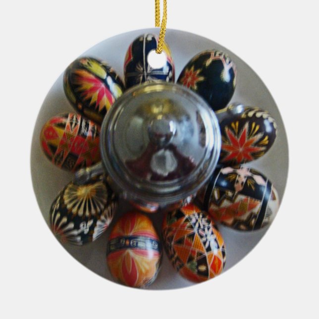 Painted Eggs Ceramic Tree Decoration (Front)