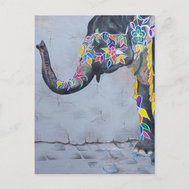 Painted Elephant Postcard (Front)