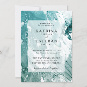 Painted Emerald Green Modern Wedding Invitation