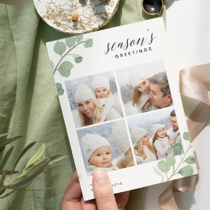 Painted Eucalyptus   Holiday Photo Collage Card