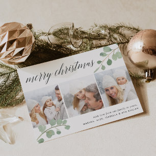 Painted Eucalyptus Photo Collage Holiday Card